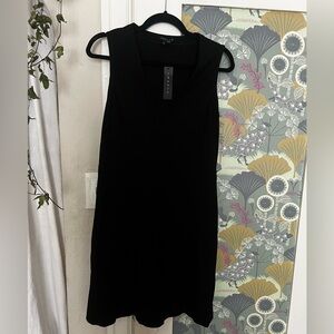 Theory Black Sheath Mini Dress Square Neck Sleeveless